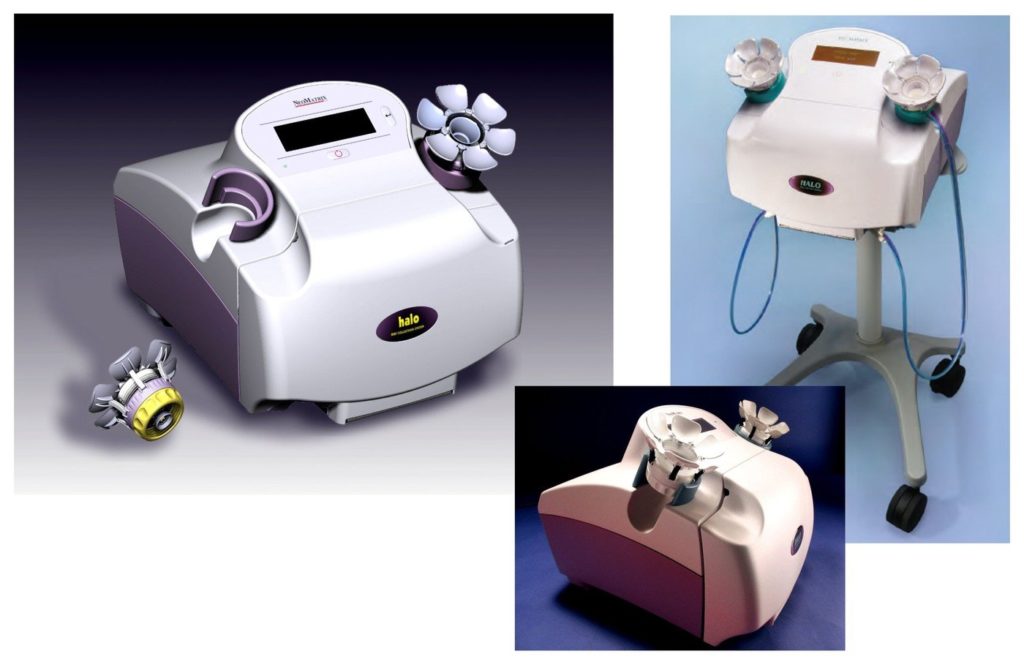 Concept Rendering and two photos of the Design of a product that is used for early detection of breast cancer.